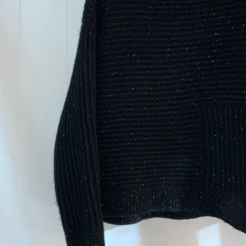 912 Nordstrom Cashmere Black Boxy Turtleneck Sweater with Silver - Picture 10 of 15